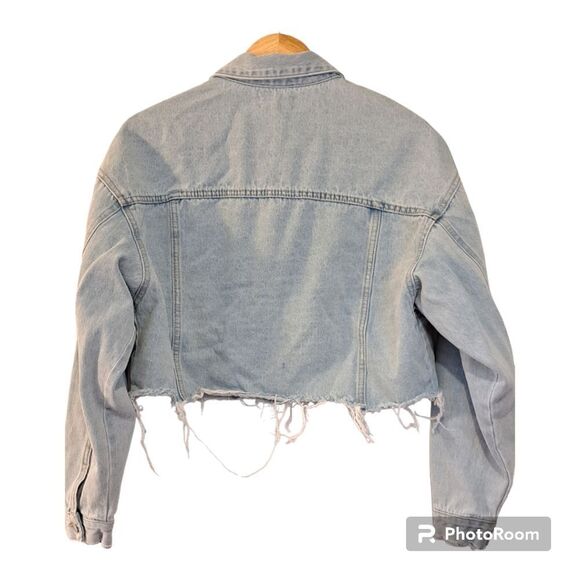 Caution to the Wind Cropped Distressed Frayed Hemline Causal Jacket Size 12 Y2K - Picture 2 of 12